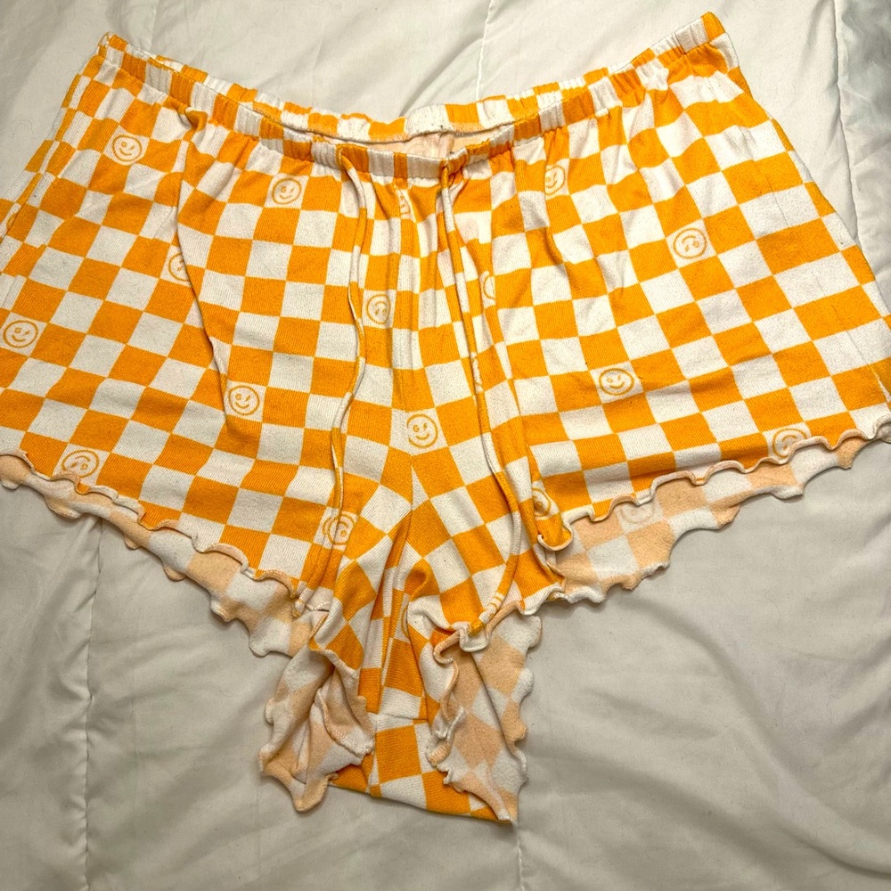 Hollister Gilly Hicks Orange and White Checkered Sleep Shorts Size XXL